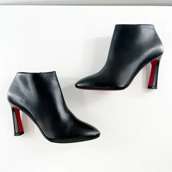 Christian Louboutin Eleonor 85 Leather Ankle Boots Booties Black 39 - Picture 10 of 12